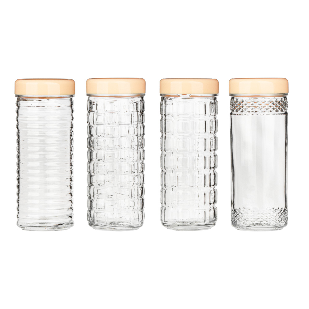 Банка с крышкой 0,85л, стекло, 4 дизайна, арт.№ 828-255