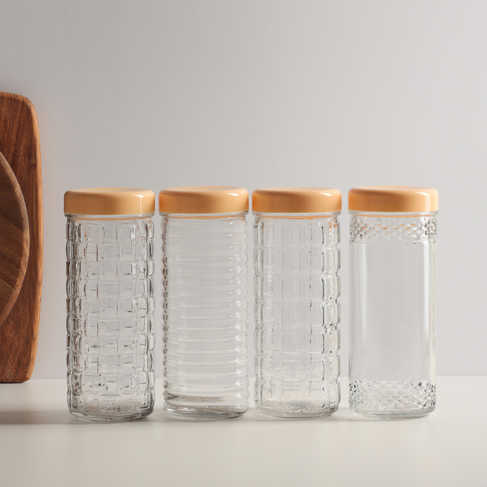 Банка с крышкой 0,85л, стекло, 4 дизайна, арт.№ 828-255