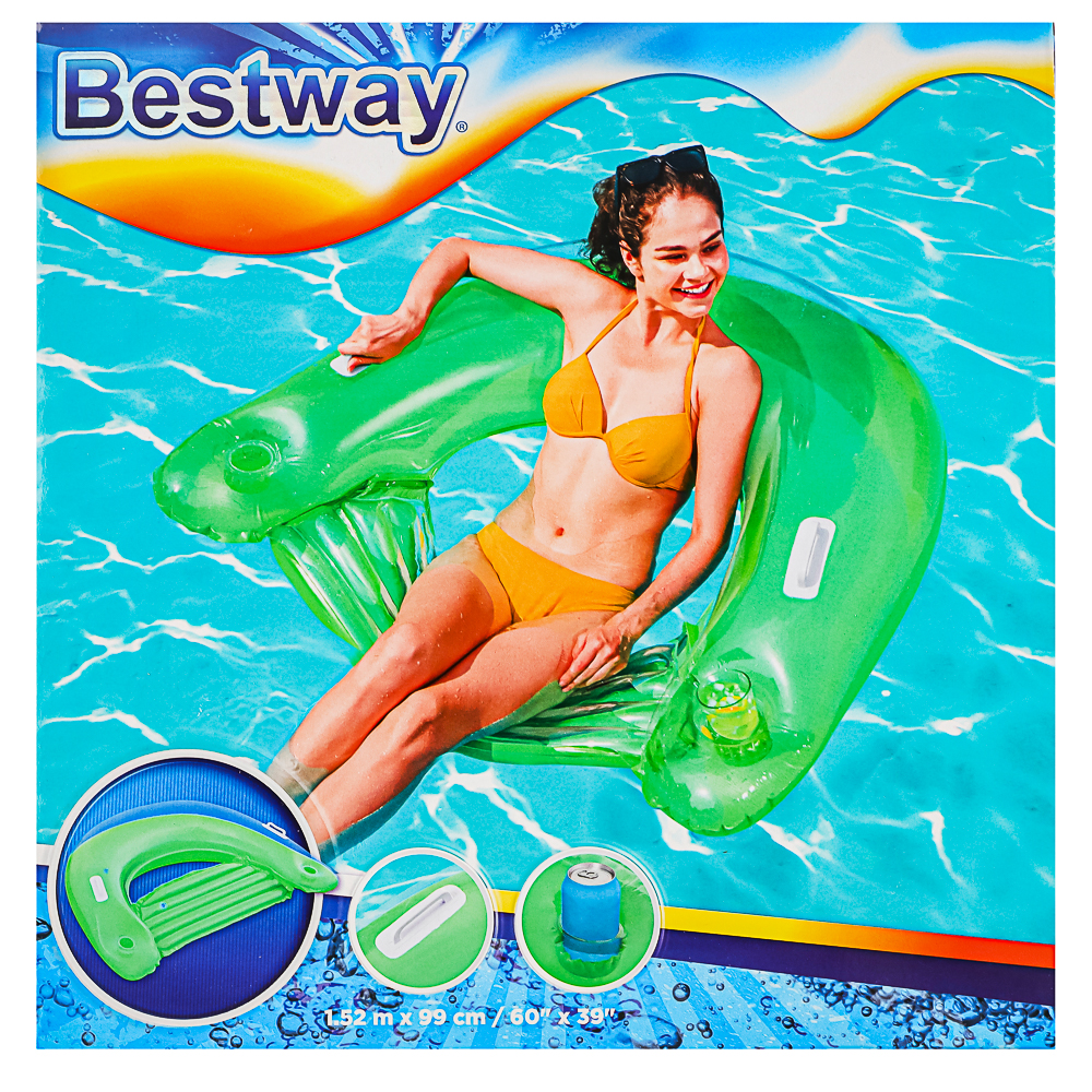 BESTWAY Кресло SIT 'N EASE, матрас-лаундж для плавания, 152x99 см, 43118, арт.№ 036-043