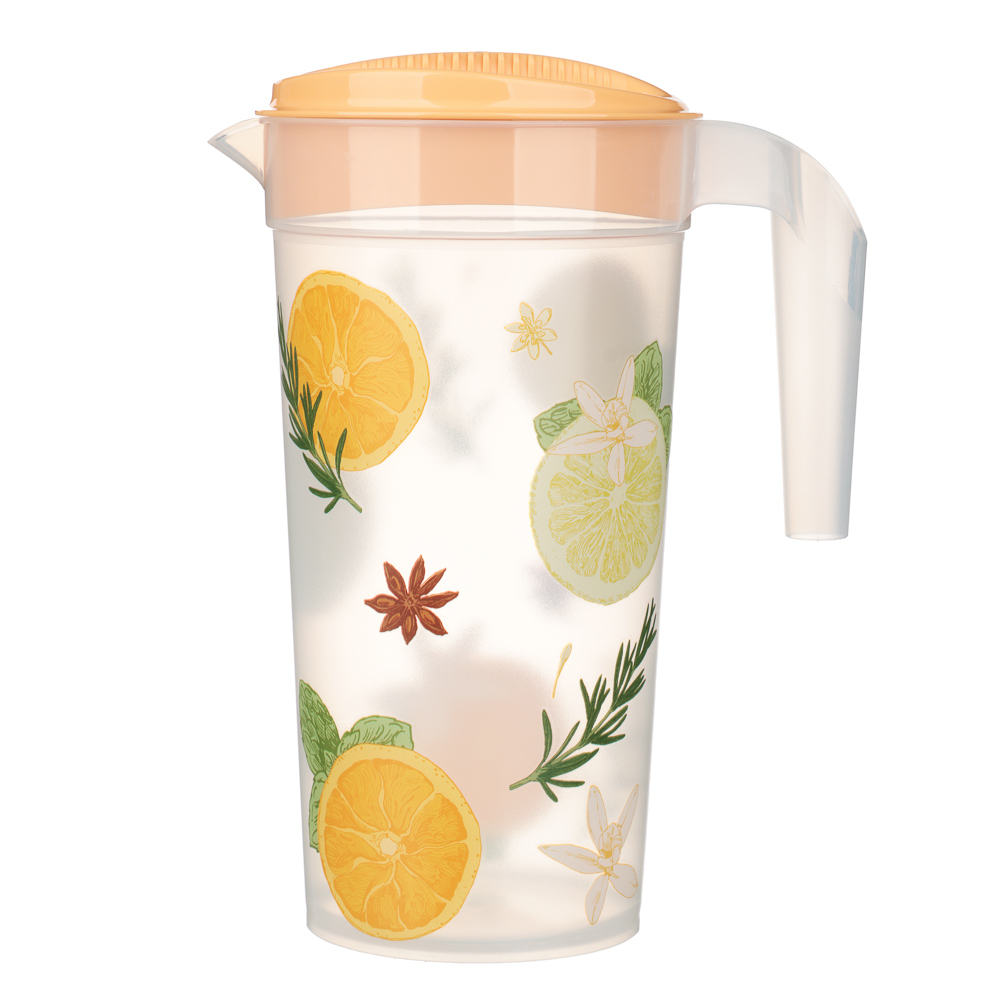 Кувшин 1,5л с крышкой, с декором, пластик, арт.№ 861-479