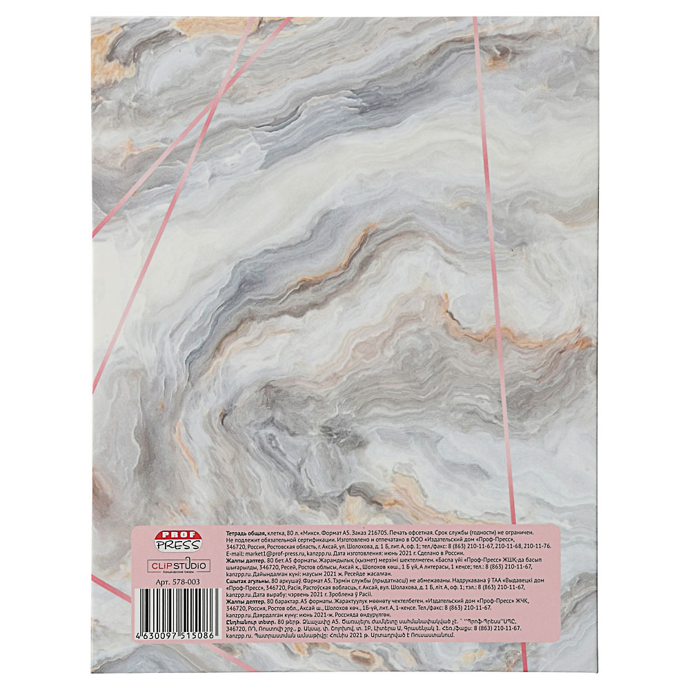 Тетрадь на кольцах, твердая обложка, блок 80 листов, 4 дизайна, арт.№ 578-003