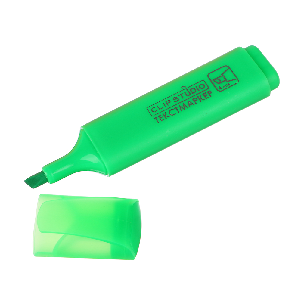 ClipStudio Набор маркеров-выделителей, 3цв., плоский корпус, скошенный наконечник 4мм, в ПВХ пенале, арт.№ 526-501