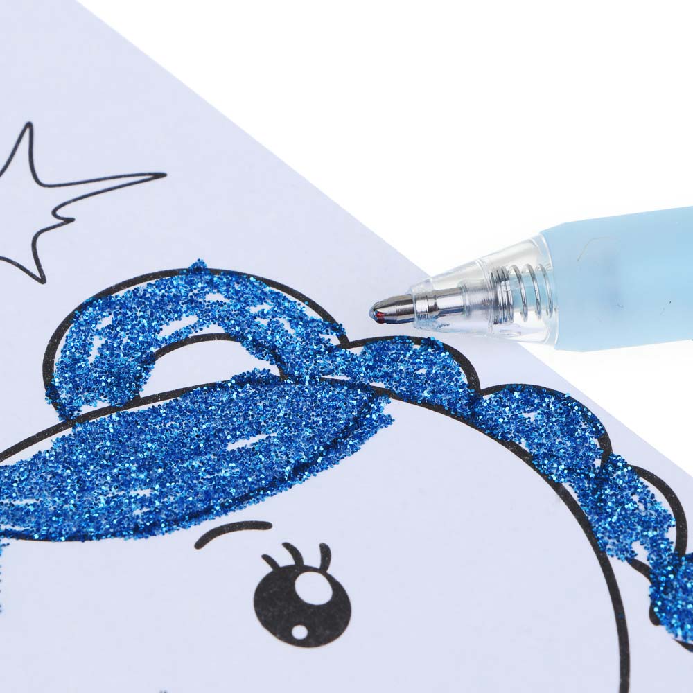 BY Русские Супергерои Набор д/рис.блестками: блест.4 цв., ручка с клеем, кисть, 4 раскраски, "Кавай", арт.№ 590-003