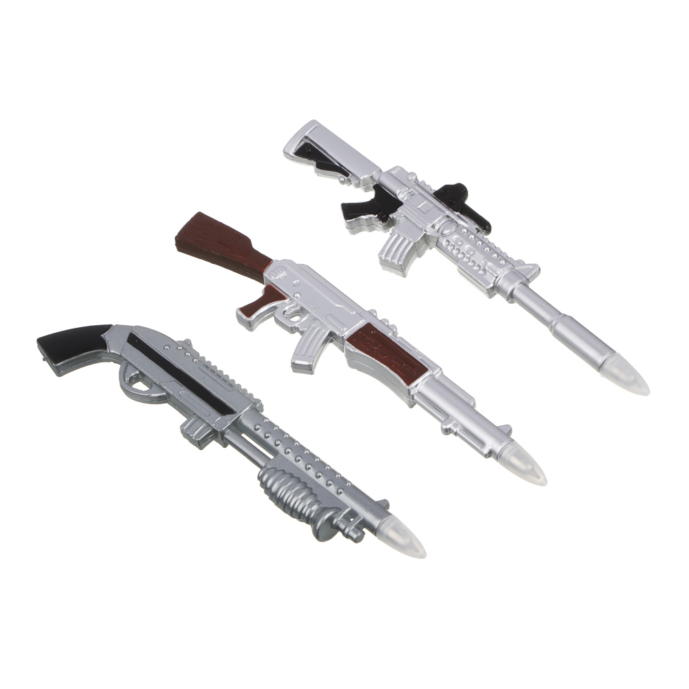 Ручка шариковая синяя, в форме винтовки, с магнитом, пластик, 16,5х3,5-4 см, 3 дизайна, арт.№ 526-010