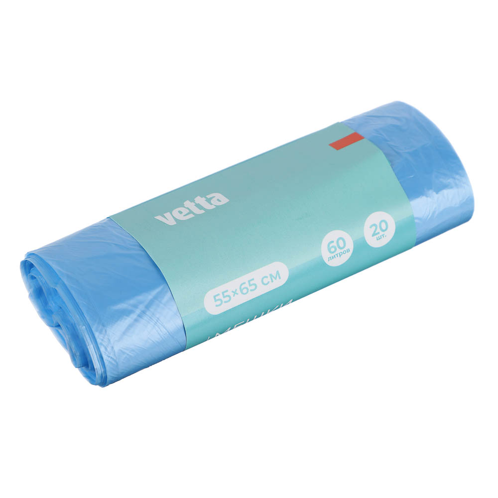 VETTA Мешки для мусора 60 л., 20 шт.,стандарт, синие, рулон, арт.№ 449-027