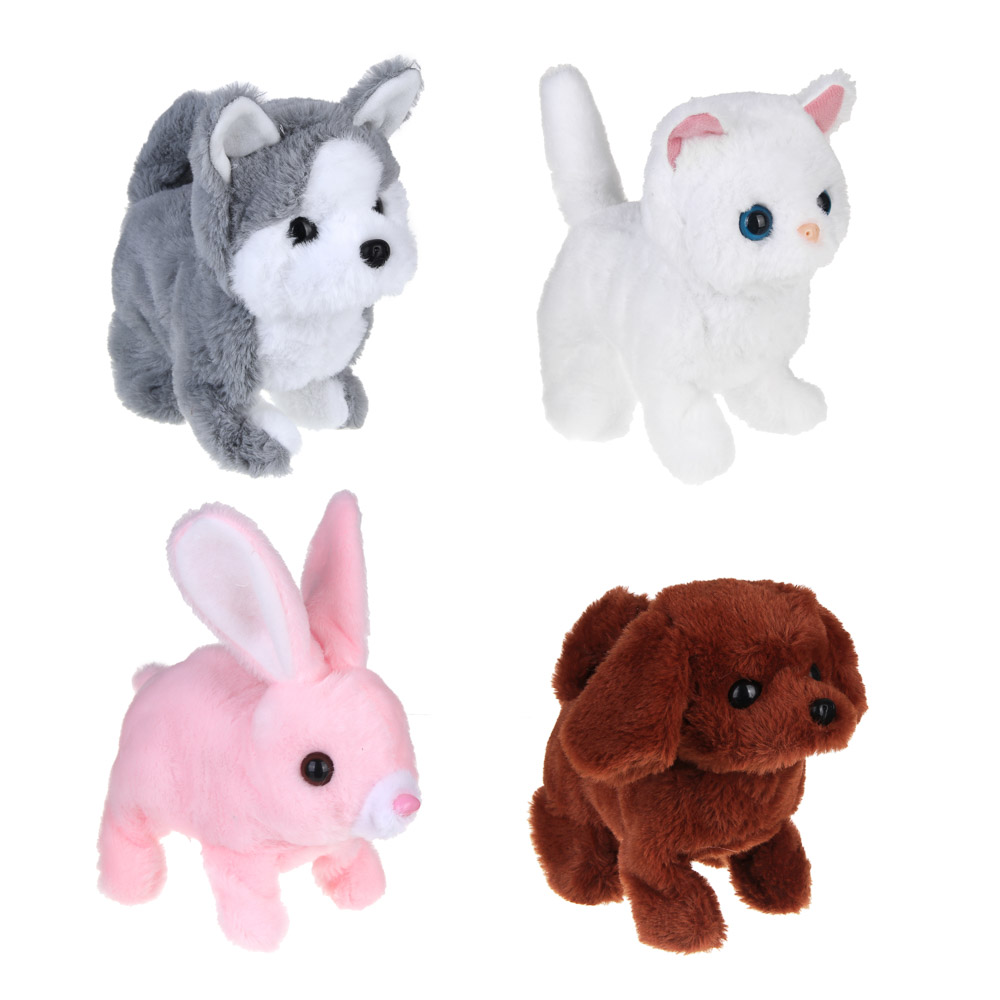 ИГРОЛЕНД Питомец интерактивный "Пушистя", PP, полиэстер, 16-20см, движение, звук, 2хАА,  4 дизайна, арт.№ 272-009