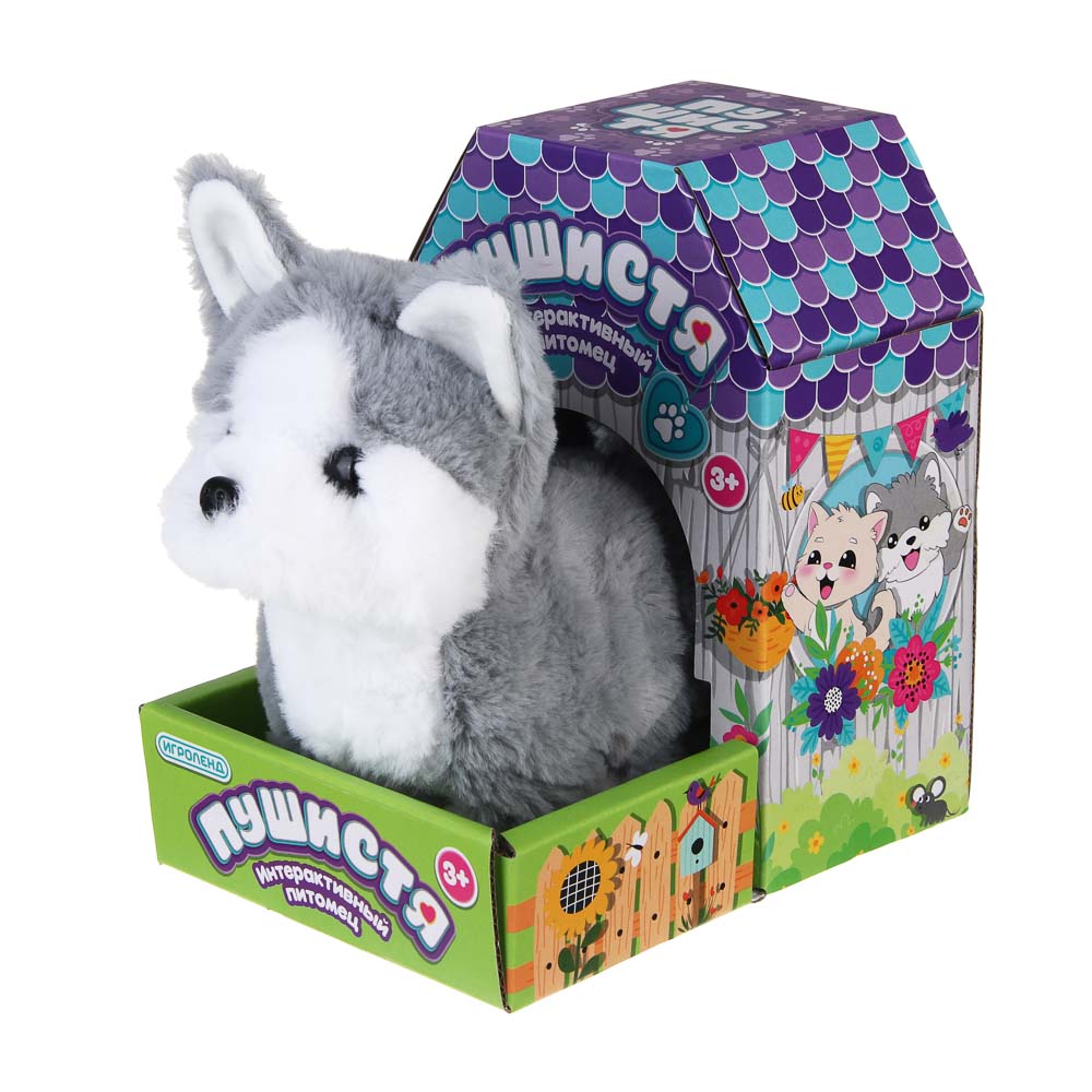 ИГРОЛЕНД Питомец интерактивный "Пушистя", PP, полиэстер, 16-20см, движение, звук, 2хАА,  4 дизайна, арт.№ 272-009