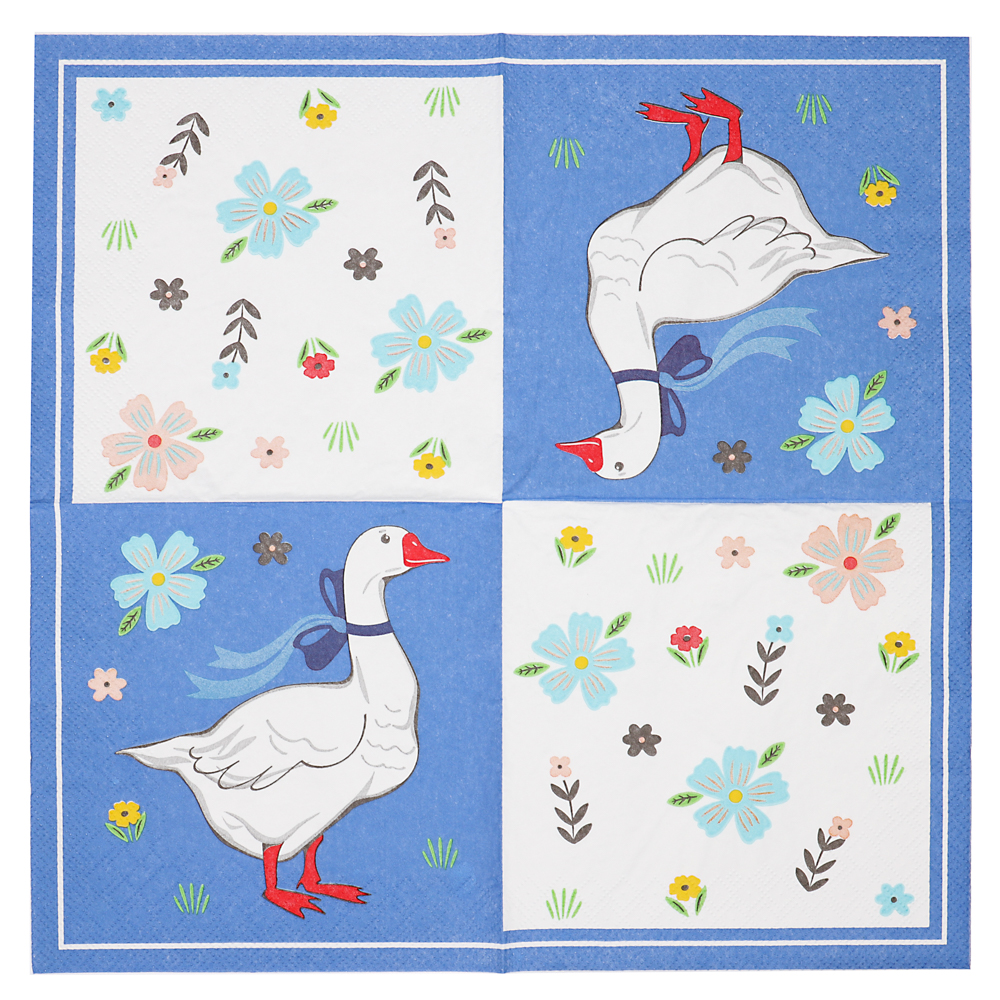 Салфетки бумажные трехслойные Гуси-1, 33*33 см, 20 шт, арт.№ 530-411