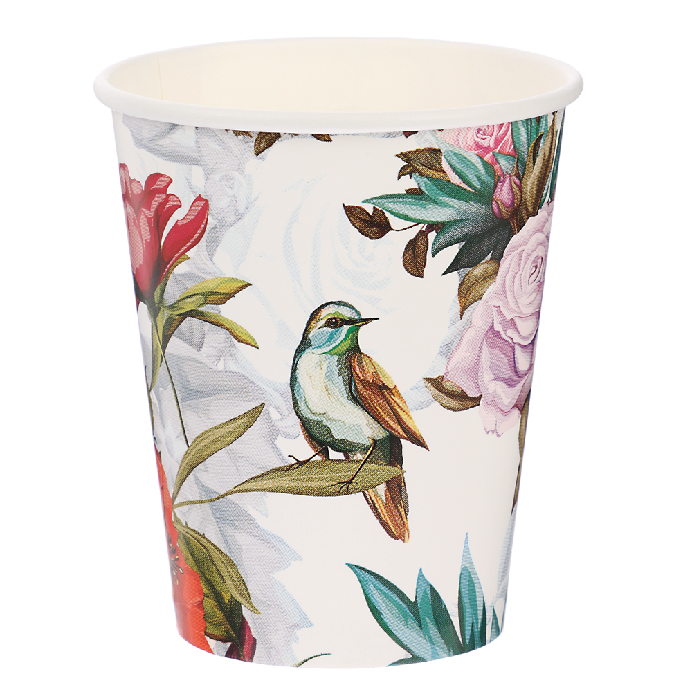 Набор бумажных стаканов Птицы и цветы, 6 шт*250 мл, арт.№ 530-413