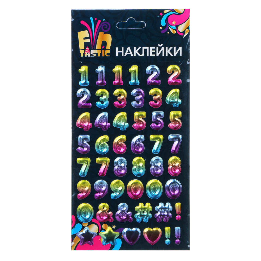 FNtastic Наклейки, 11x18.5см, ПВХ, 4 дизайна, цифры и буквы, арт.№ 503-558