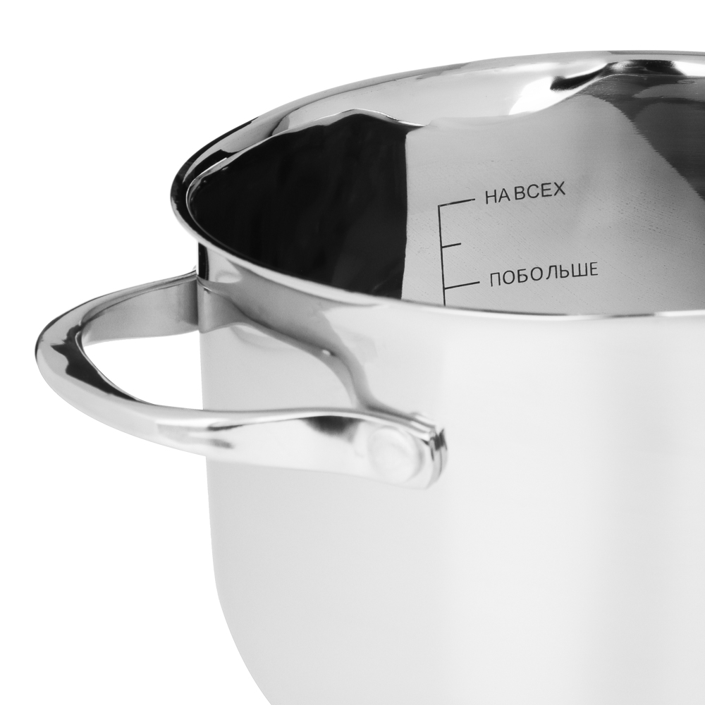 ВСЁГАЗИН Аджира Кастрюля 18х11,5см, 2,7л, со стекл. крышкой, индукция, нерж. сталь 18/10, арт.№ 822-237