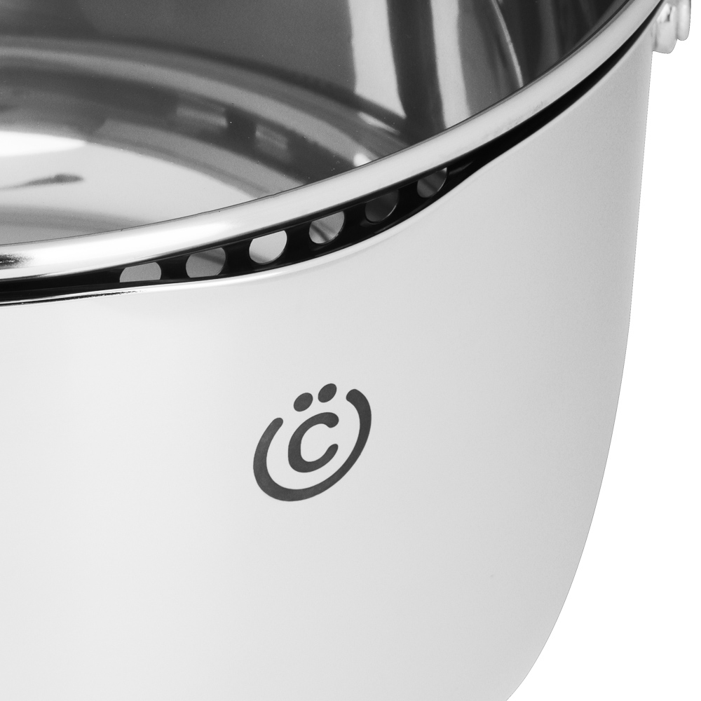 ВСЁГАЗИН Аджира Кастрюля 20х12,5см, 3,6л, со стекл. крышкой, индукция, нерж. сталь 18/10, арт.№ 822-238