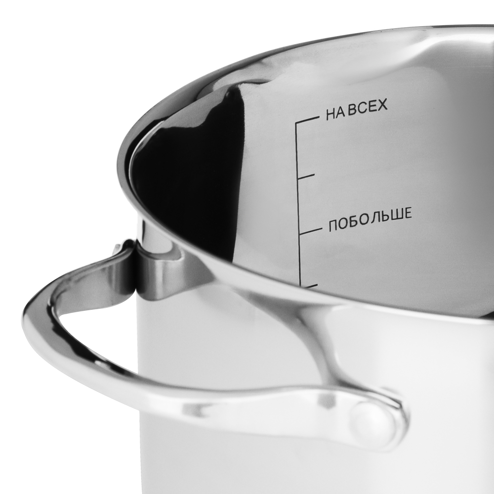 ВСЁГАЗИН Аджира Кастрюля 20х12,5см, 3,6л, со стекл. крышкой, индукция, нерж. сталь 18/10, арт.№ 822-238