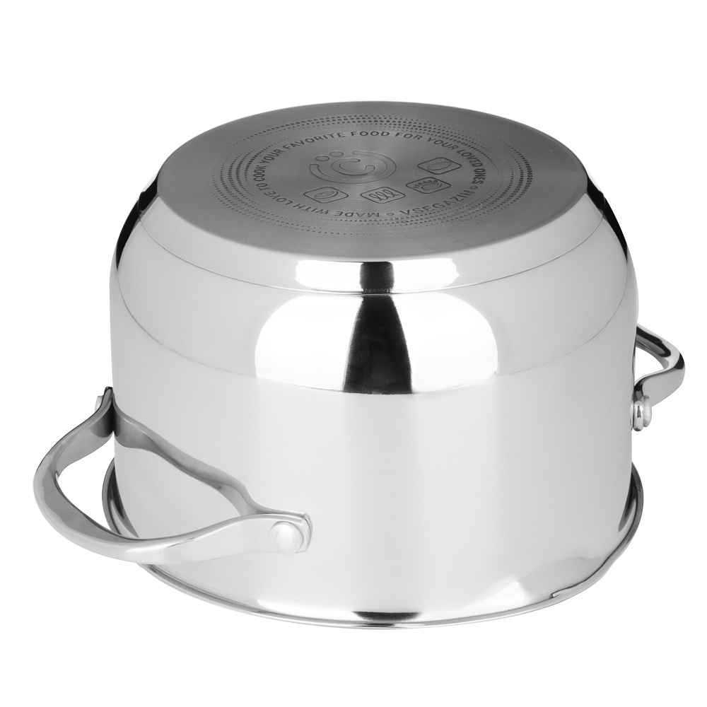 ВСЁГАЗИН Аджира Кастрюля 20х12,5см, 3,6л, со стекл. крышкой, индукция, нерж. сталь 18/10, арт.№ 822-238