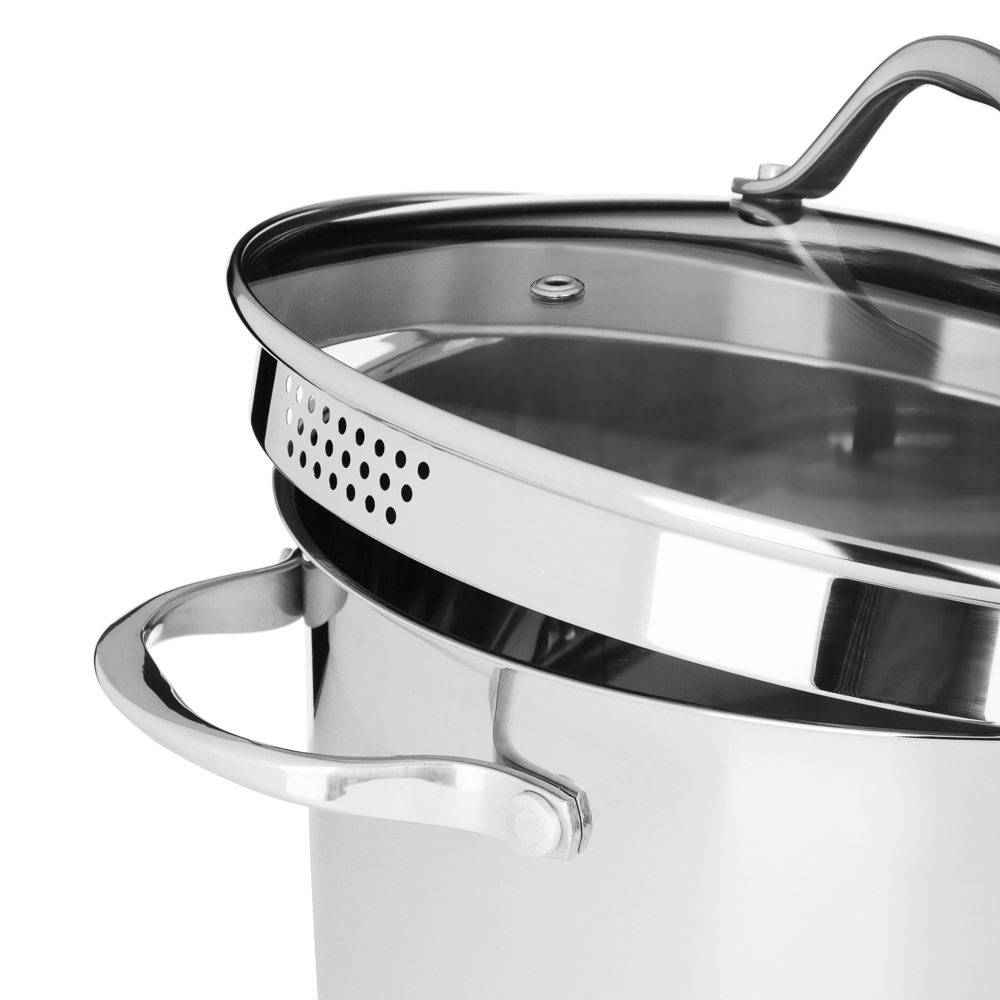 ВСЁГАЗИН Аджира Кастрюля 24х14,5см, 6,3л, со стекл. крышкой, индукция, нерж. сталь 18/10, арт.№ 822-240