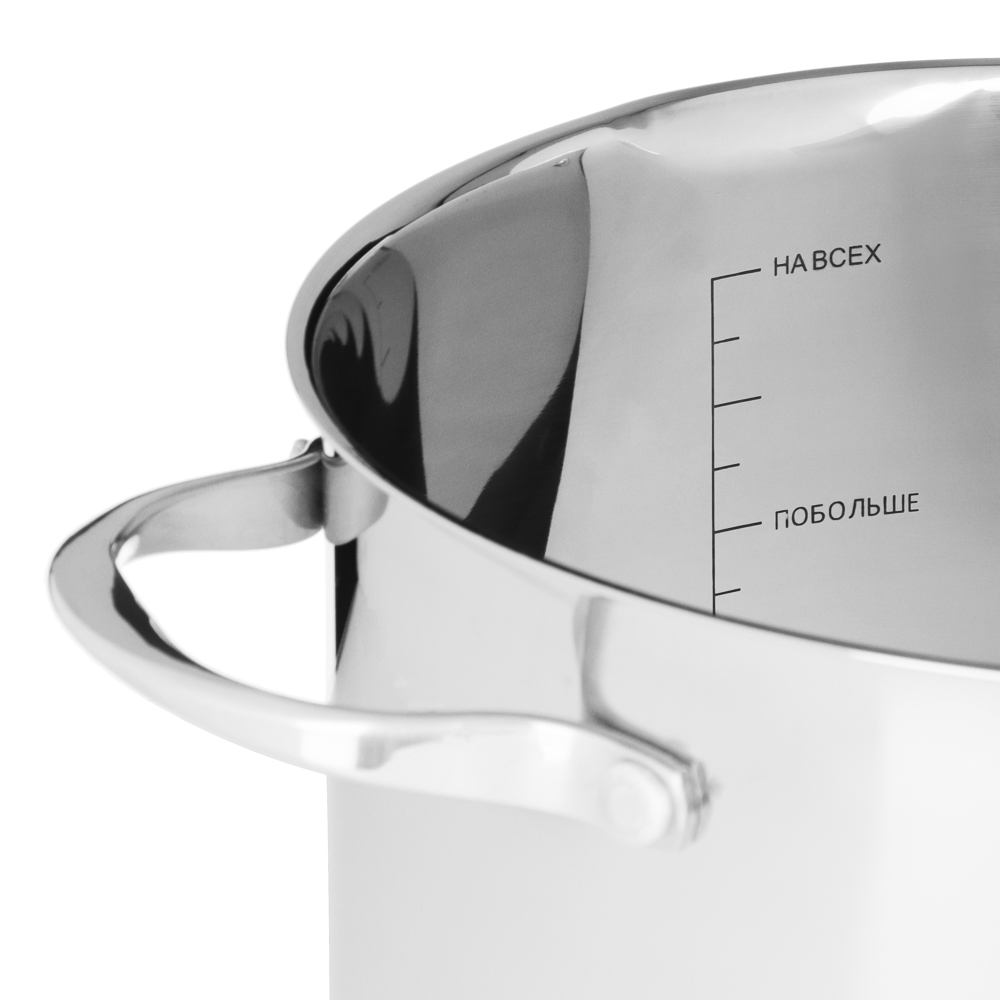 ВСЁГАЗИН Аджира Кастрюля 24х14,5см, 6,3л, со стекл. крышкой, индукция, нерж. сталь 18/10, арт.№ 822-240