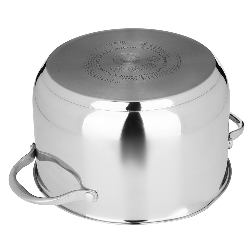 ВСЁГАЗИН Аджира Кастрюля 24х14,5см, 6,3л, со стекл. крышкой, индукция, нерж. сталь 18/10, арт.№ 822-240