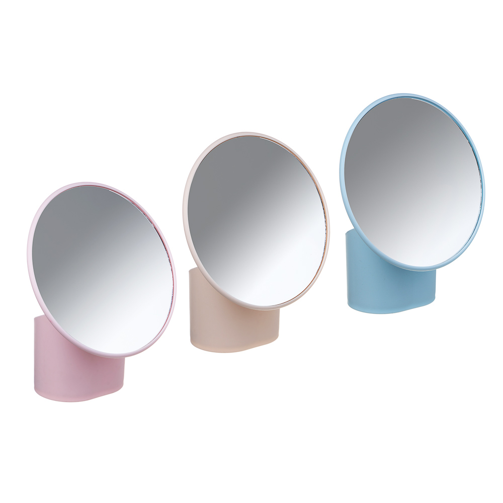 ЮНИLOOK Зеркало настольное с подставкой для мелочей, пластик, стекло, высота 21 см, d16,8см, 3 цвета, арт.№ 301-259