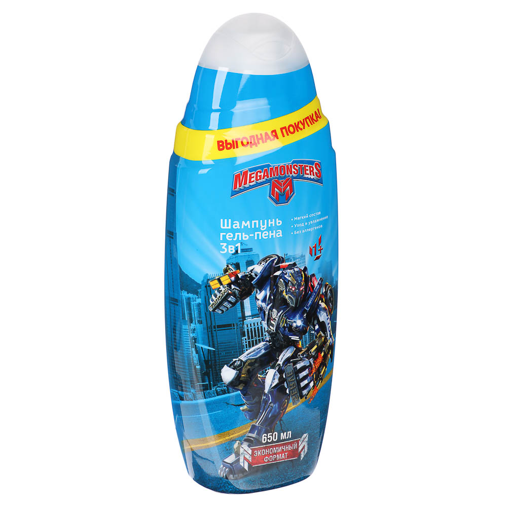Шампунь-гель-пена детский Megamonsters, 3 в 1, 650мл, арт.№ 922-076