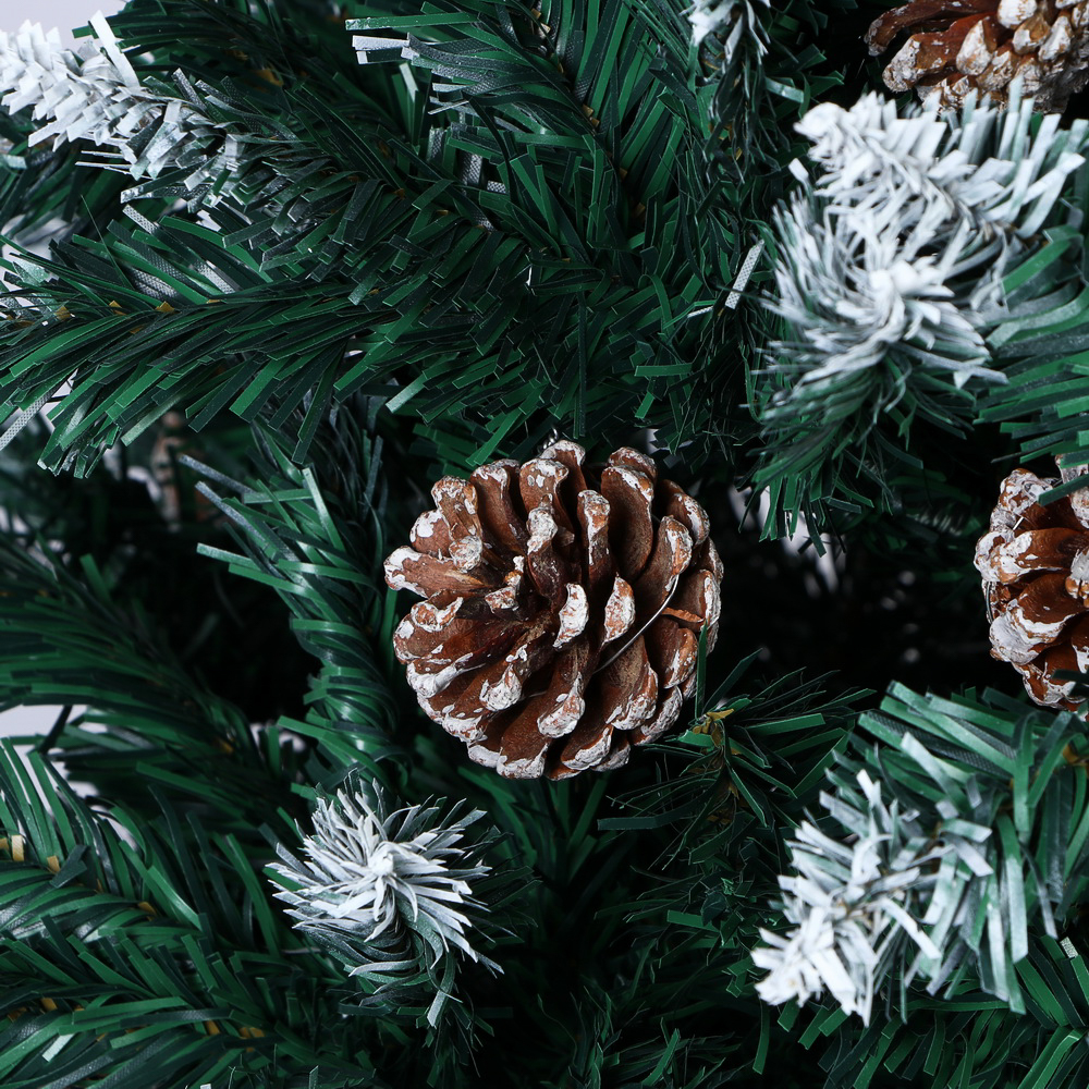 Ель искусственная с заснеженными кончиками и шишками 180см, 585 веток, ПВХ, 26-29, арт.№ 385-425