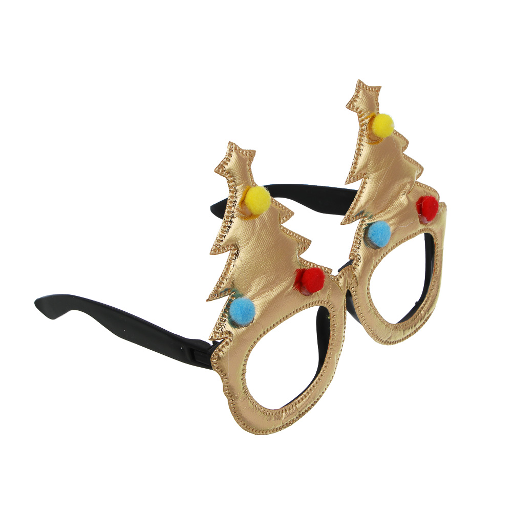 СНОУ БУМ Очки новогодние с елочками, 14см, пластик, полиэстер, арт.№ 391-312