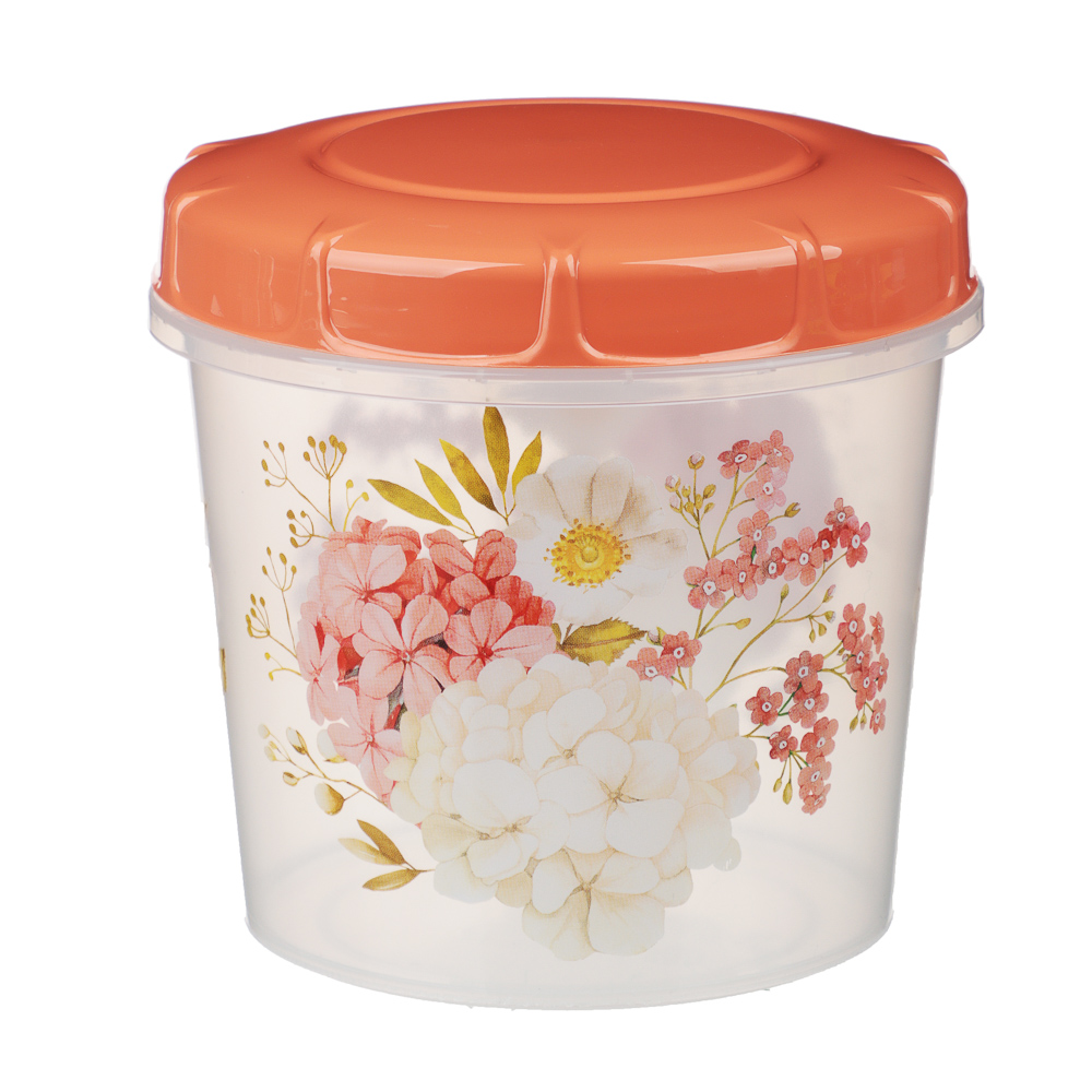 Банка для продуктов с завинчивающейся крышкой 1л, Цветы, пластик, арт.№ 861-427