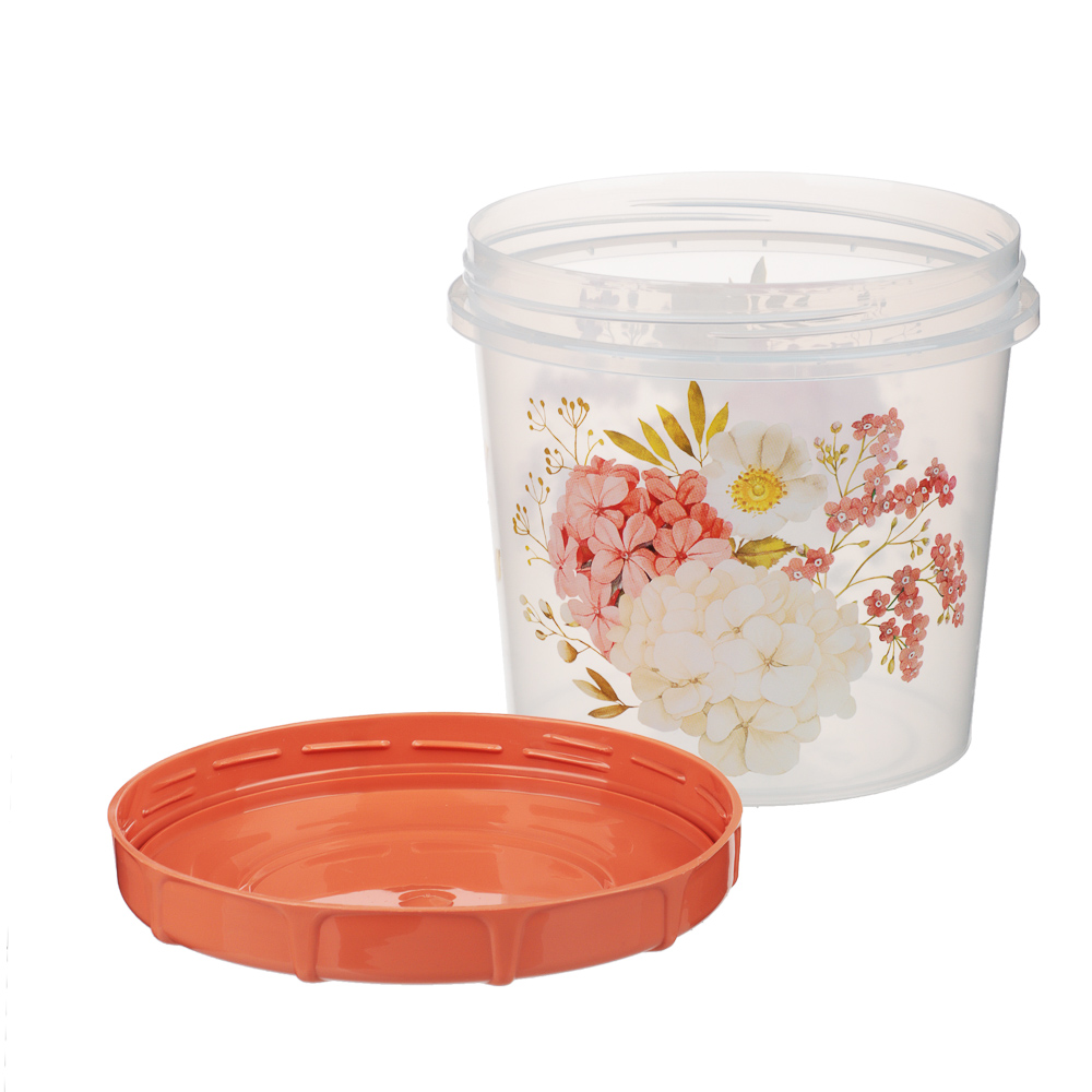 Банка для продуктов с завинчивающейся крышкой 1л, Цветы, пластик, арт.№ 861-427