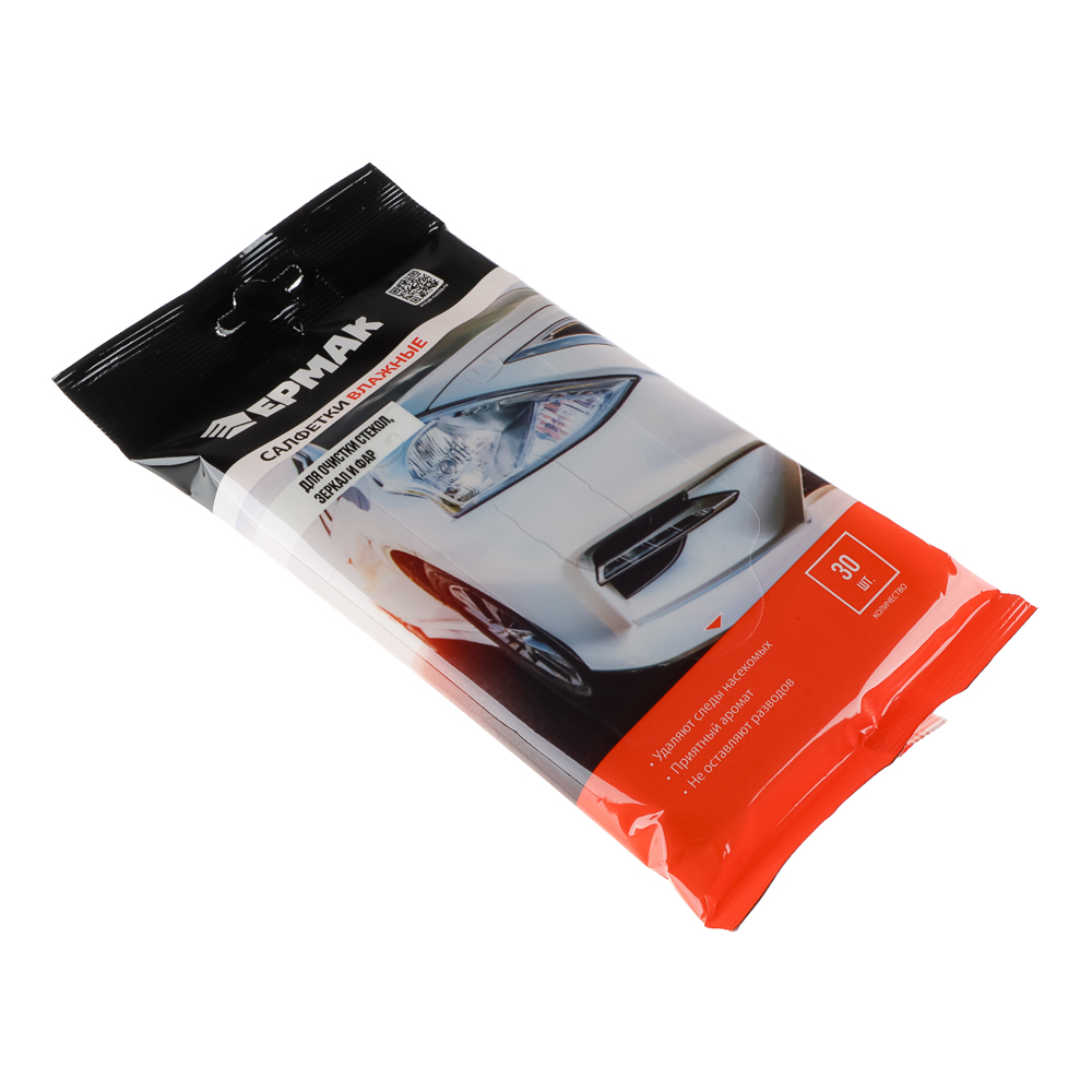 ЕРМАК Салфетки влажные 30шт, для стекол, зеркал и фар, арт.№ 728-005