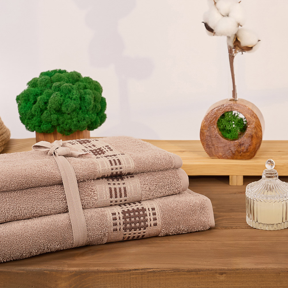 Комплект полотенец махровых 30х50 см, 50х90 см, 70х130 см PROVANCE Кантри, 100% хлопок, 480 г/м2, 2 цвета, арт.№ 484-172