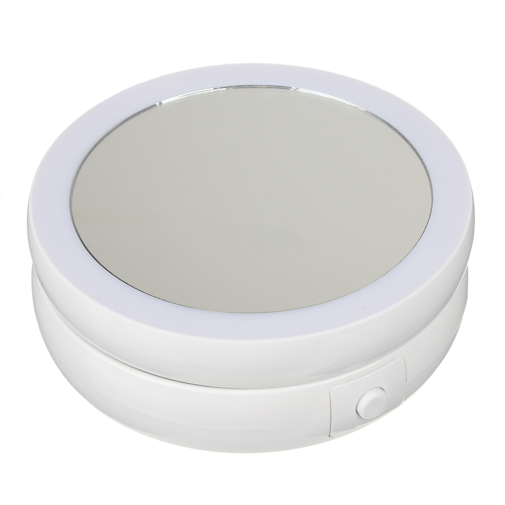 ЮНИLOOK Зеркало с LED-подсветкой, USB, 4хАА, пластик, стекло, d15,5см, арт.№ 347-093
