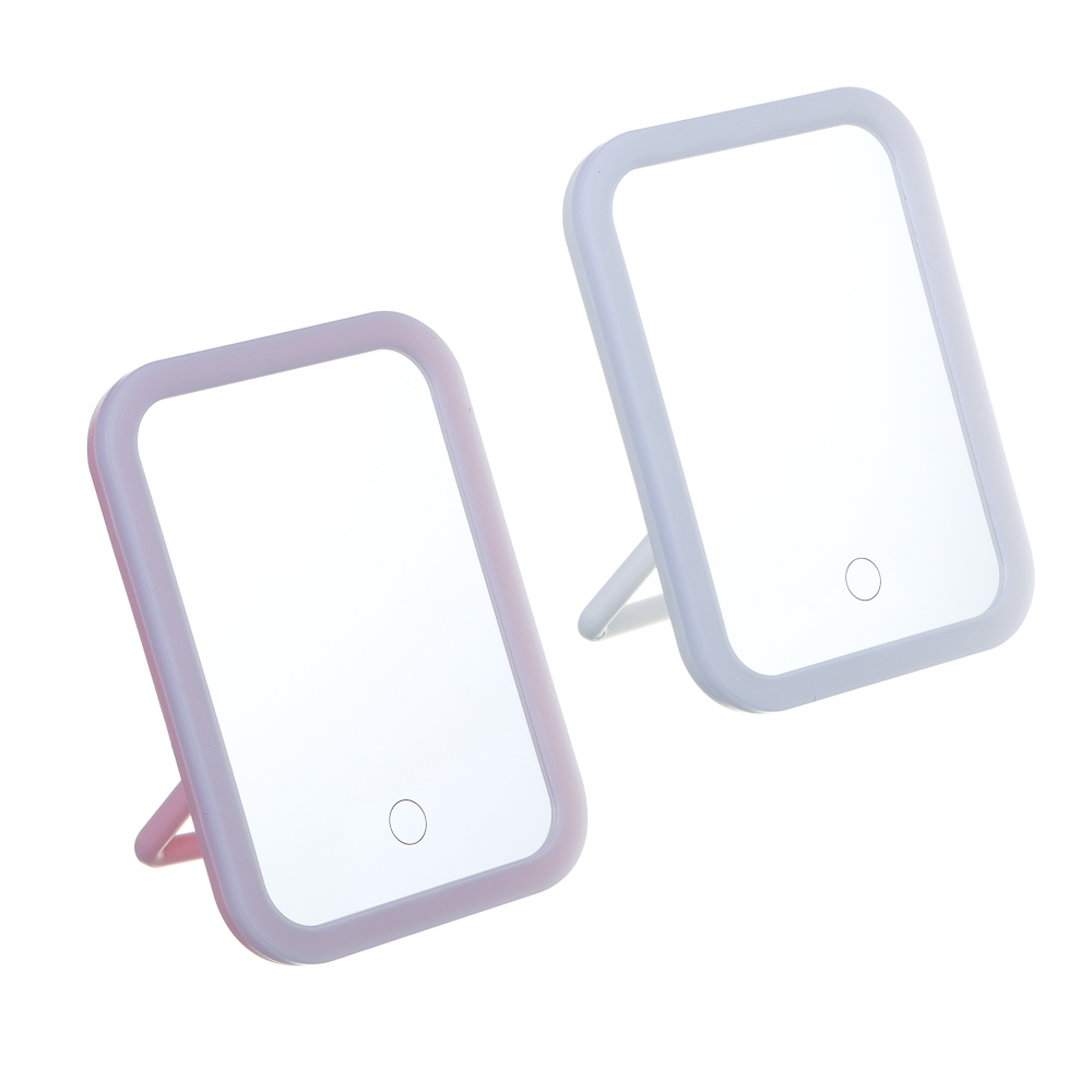 Зеркало настольное тм ЮL.  Аженто с LED подсветкой, полипропилен, стекло, 19,5х14,3см, 2 цвета, арт.№ 301-271