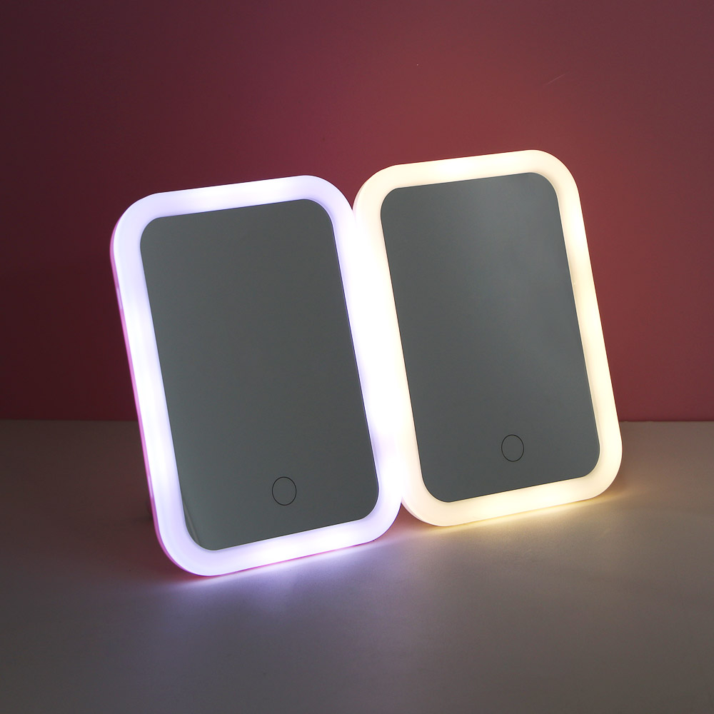 Зеркало настольное тм ЮL.  Аженто с LED подсветкой, полипропилен, стекло, 19,5х14,3см, 2 цвета, арт.№ 301-271