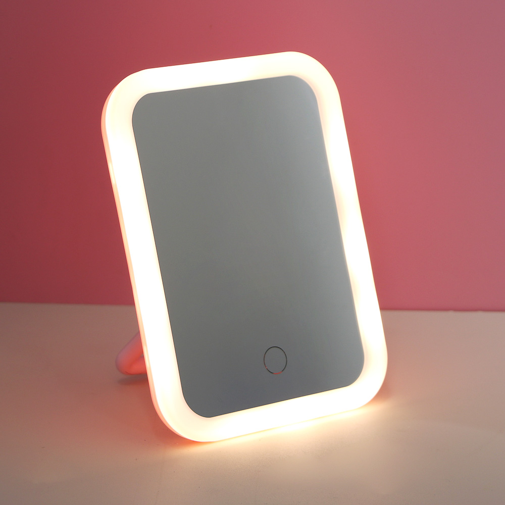 Зеркало настольное тм ЮL.  Аженто с LED подсветкой, полипропилен, стекло, 19,5х14,3см, 2 цвета, арт.№ 301-271