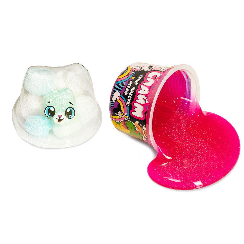 LASTIKS Игрушка для детей из полимерных пластичных масс, с наполнителями "Слайм" 80гр, 5 дизайнов, арт.№ 218-069