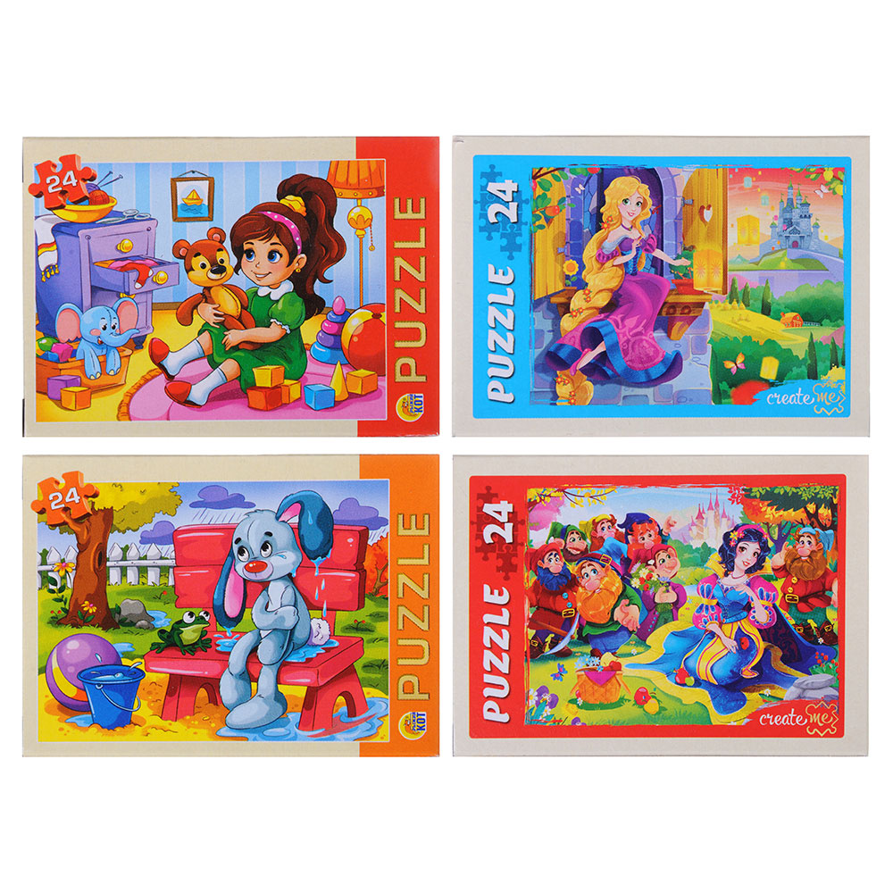 РЫЖИЙ КОТ Пазлы 24 детали микс, картон, 17,5х13см, 16-32 дизайна, арт.№ 898-008