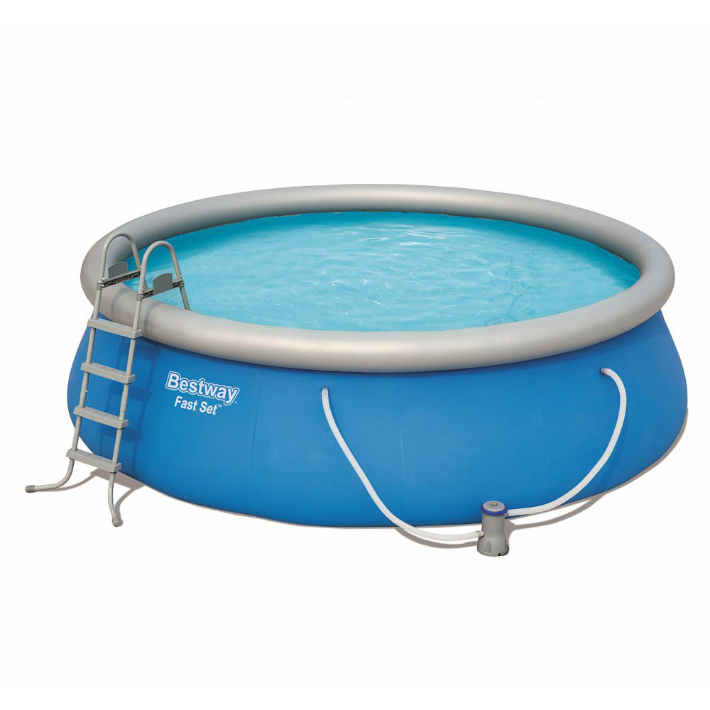 BESTWAY Бассейн надувной Fast Set, фильтр-насос,лестница, 457x122см, 57289, арт.№ 012-020