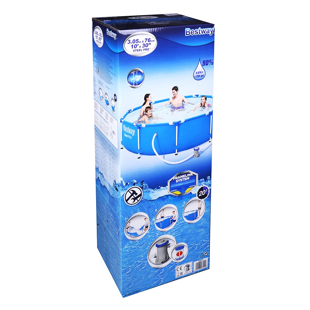 BESTWAY Бассейн каркасный, фильтр-насос, Fe 46%, PVC 47%, 305x76см, 56679, арт.№ 012-017