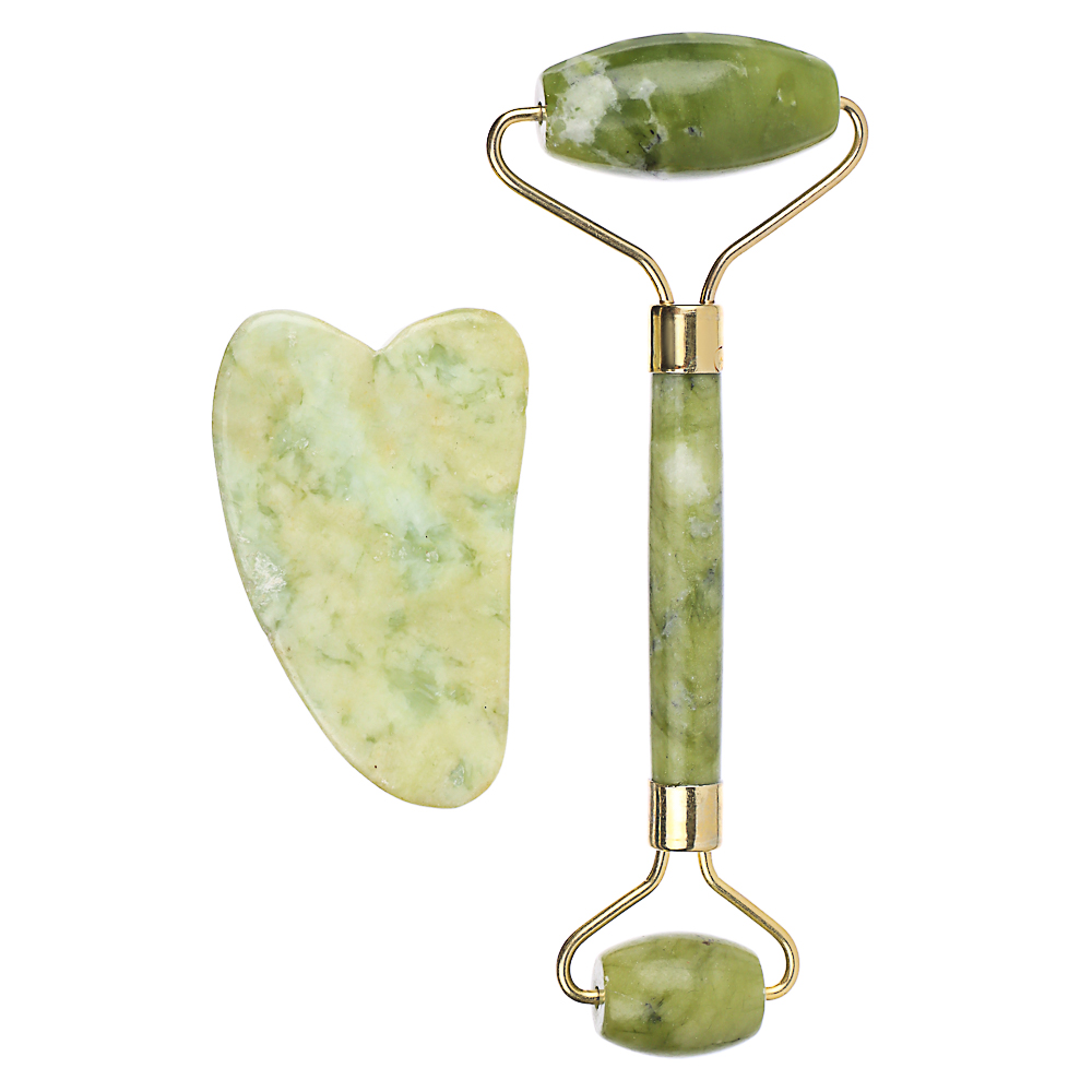 Массажер для лица и скребок гуаша тм ЮL, металл, мыльный камень, 14x5,5см ,7х4,4см, арт.№ 357-219