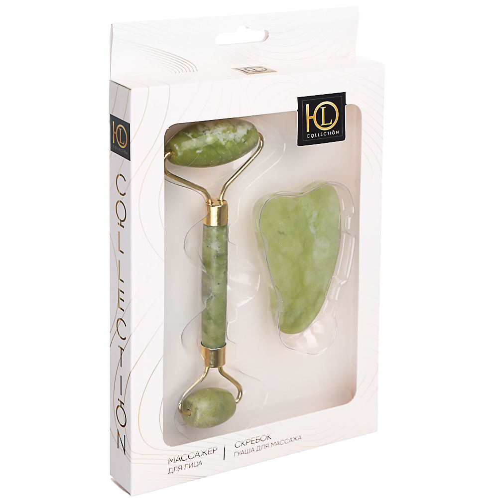 Массажер для лица и скребок гуаша тм ЮL, металл, мыльный камень, 14x5,5см ,7х4,4см, арт.№ 357-219