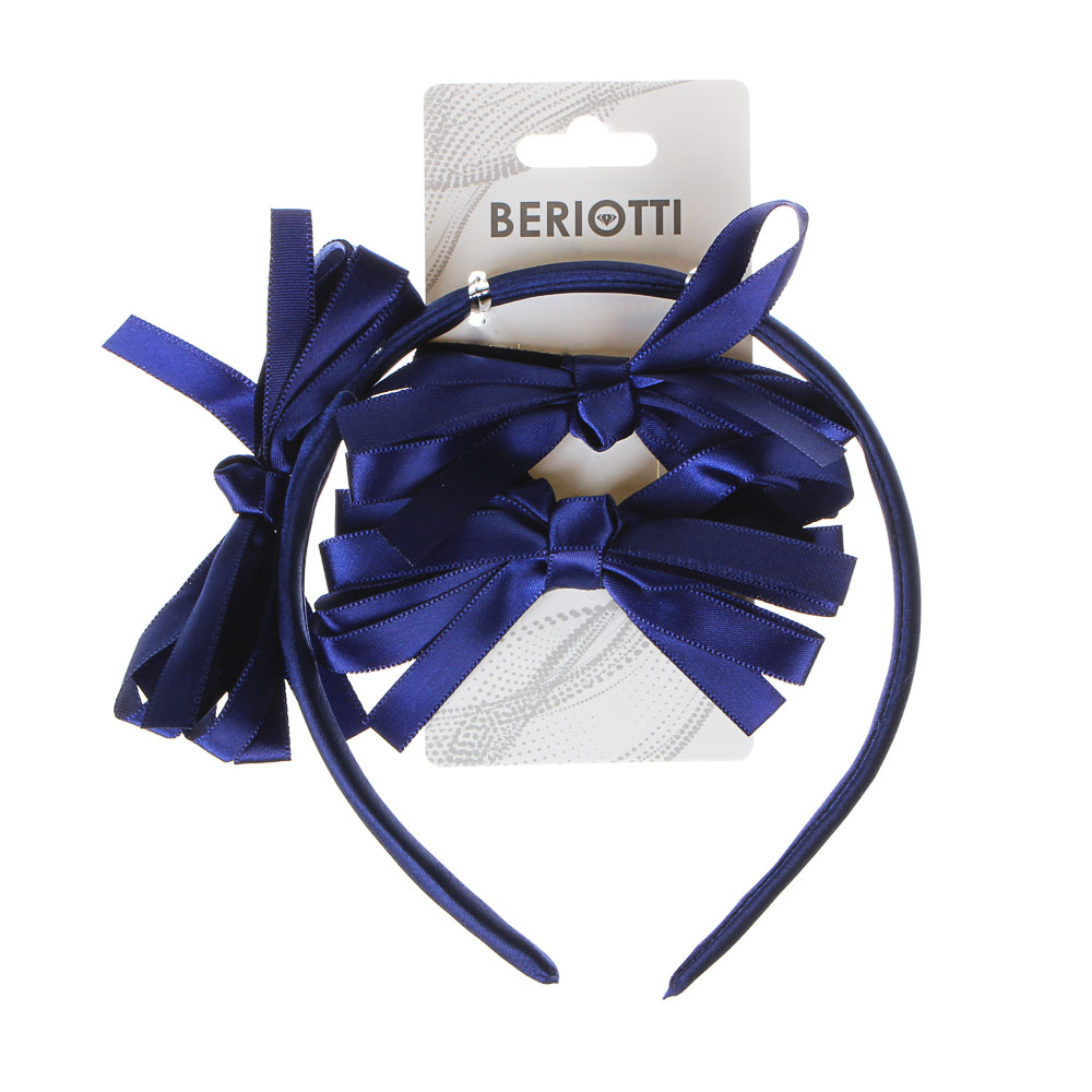 BERIOTTI Набор аксессуаров для волос: ободок 1см, резинка d4,5см 2шт, полиэстер, ABS, нейлон, 3 диз, арт.№ 316-355