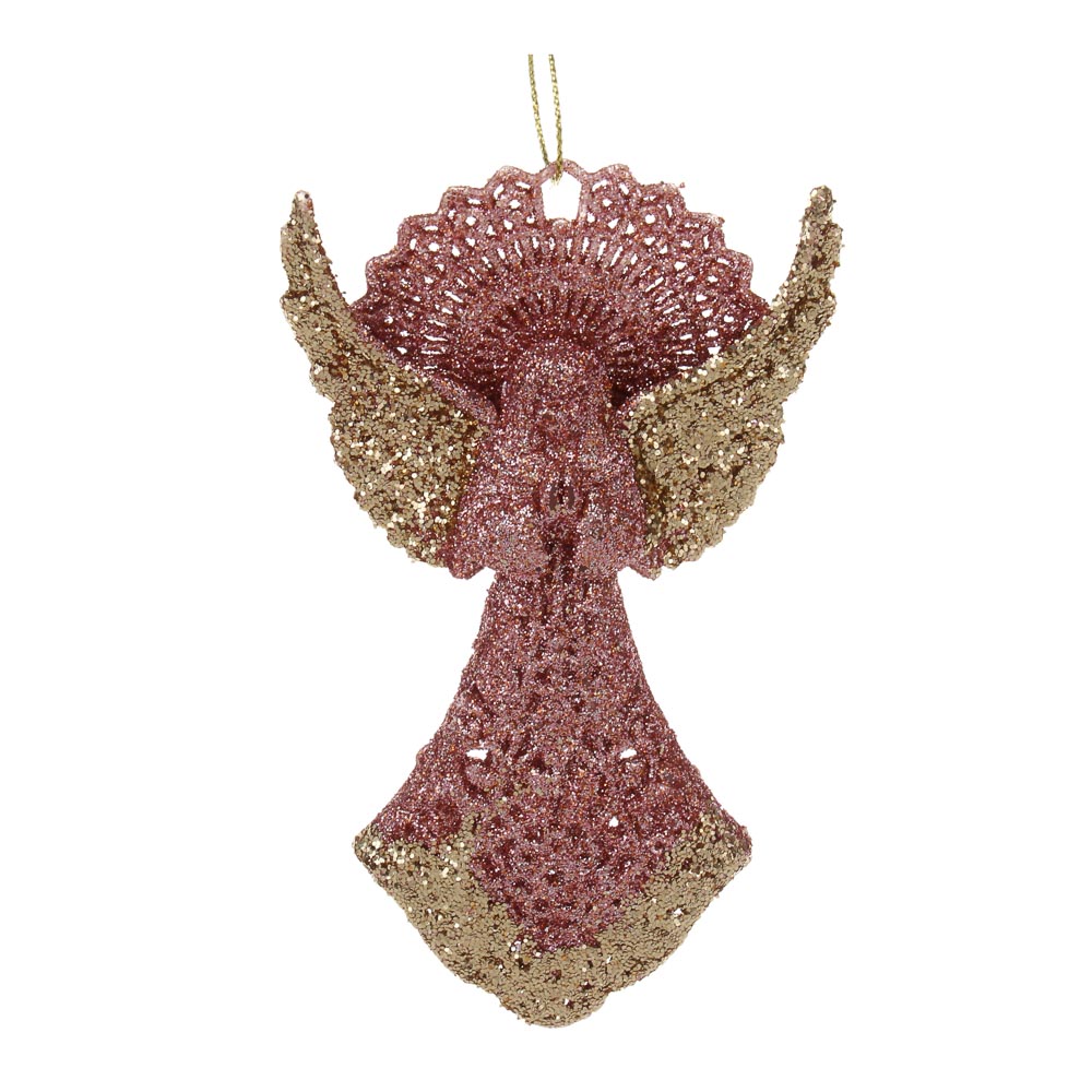 СНОУ БУМ Декоративная подвеска "Ангел" 13 см, пластик, глиттер, арт.№ 397-492