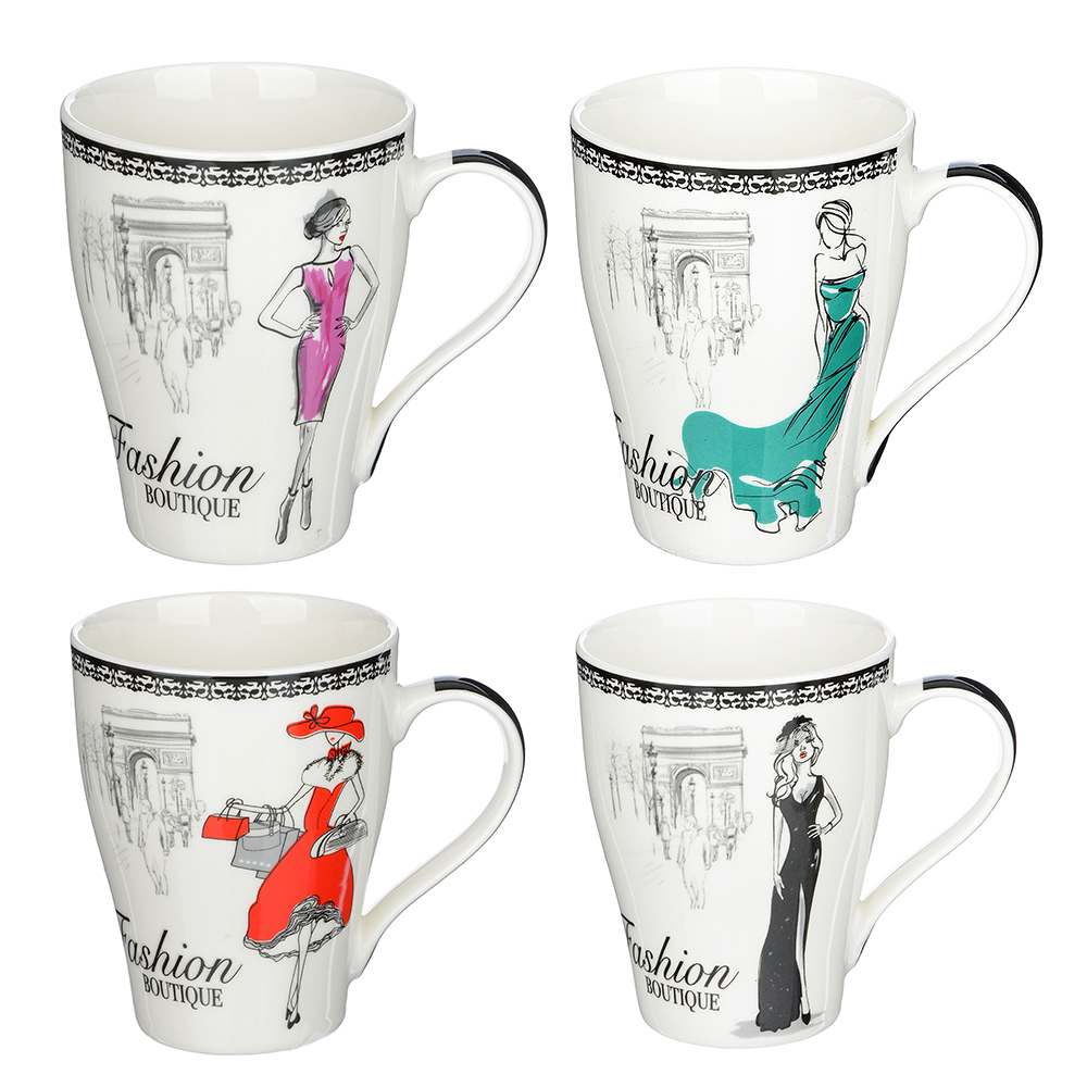 MILLIMI Модница Кружка 350мл, керамика, 4 дизайна, арт.№ 820-034