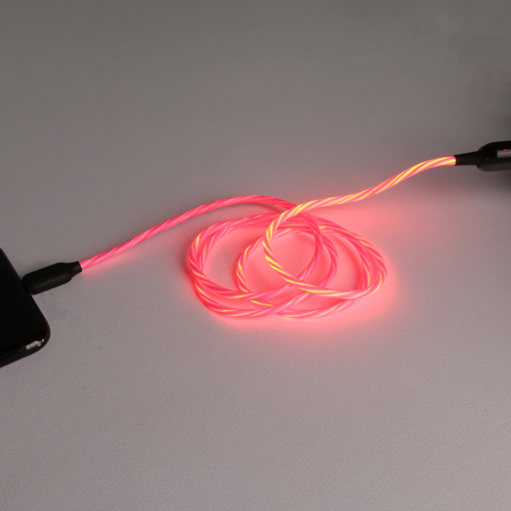 Кабель для зарядки USB(A)-microUSB BY Светящийся Рыжий, 1м, 2.4А, быстрая зарядка, LED подсветка, пу, арт.№ 931-108