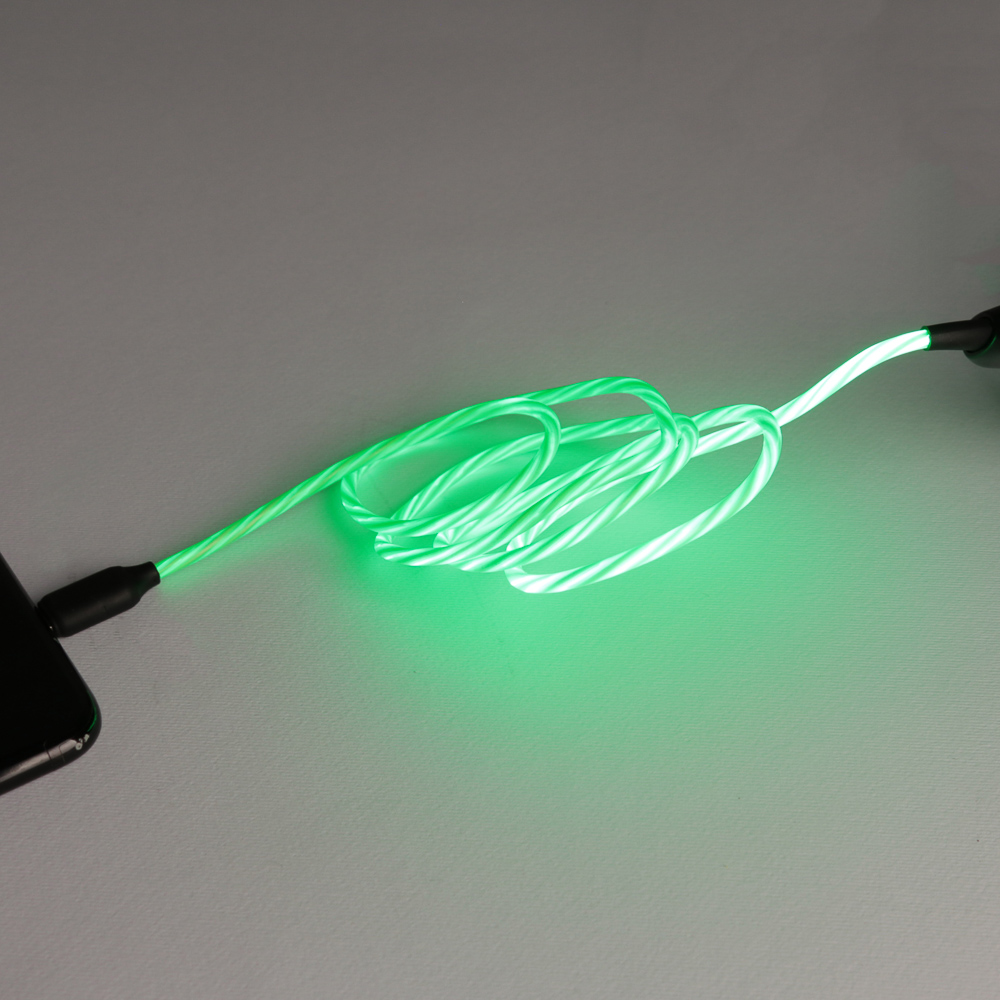 Кабель для зарядки USB(A)-microUSB BY Светящийся Рыжий, 1м, 2.4А, быстрая зарядка, LED подсветка, пу, арт.№ 931-108