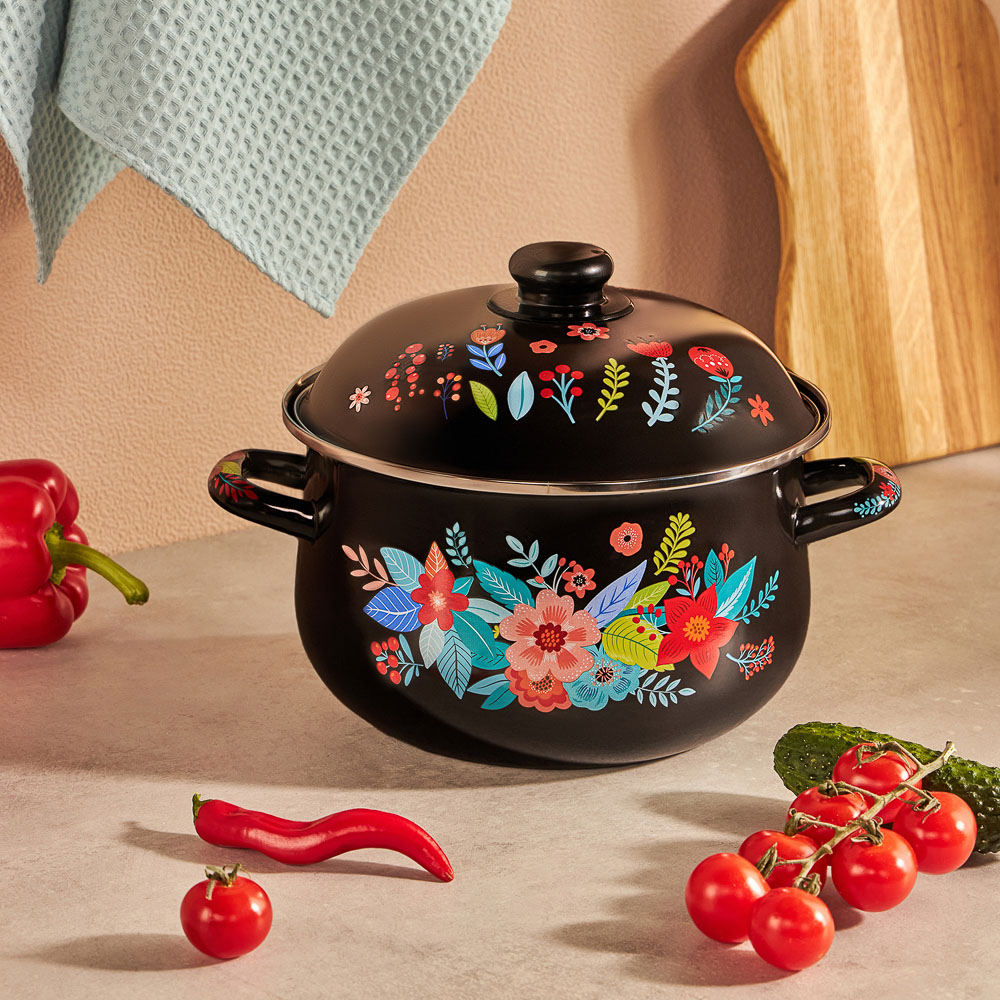 VETTA Колор Кастрюля эмалированная, 22см, 3,6л, индукция, арт.№ 894-003