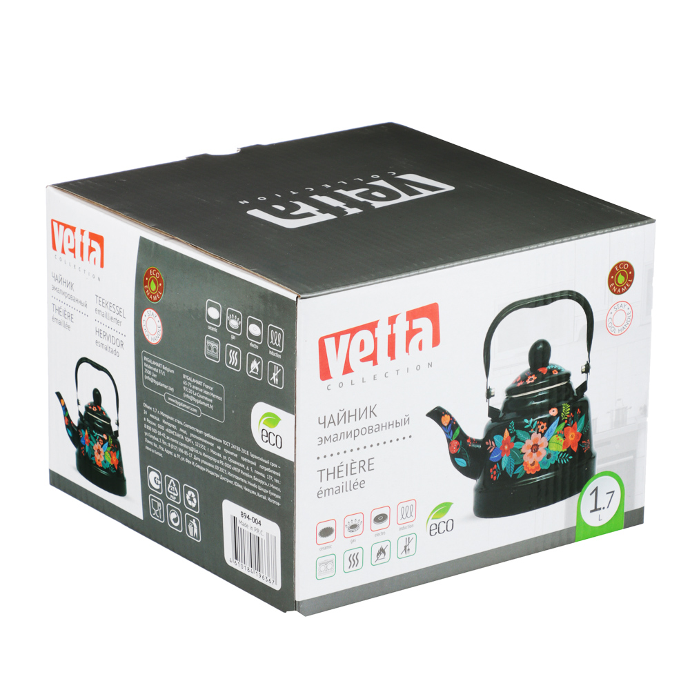 VETTA Колор Чайник эмалированный 1,7 л, индукция, арт.№ 894-004