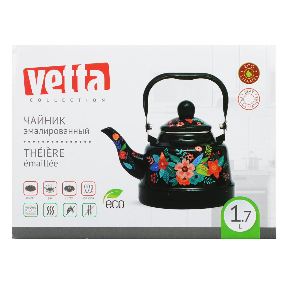 VETTA Колор Чайник эмалированный 1,7 л, индукция, арт.№ 894-004