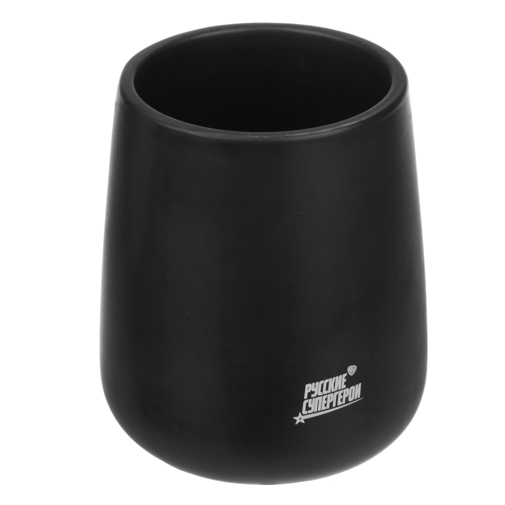 BY Русские Супергерои Стакан для ванной комнаты, 400 мл, керамика, черный, арт.№ 463-437