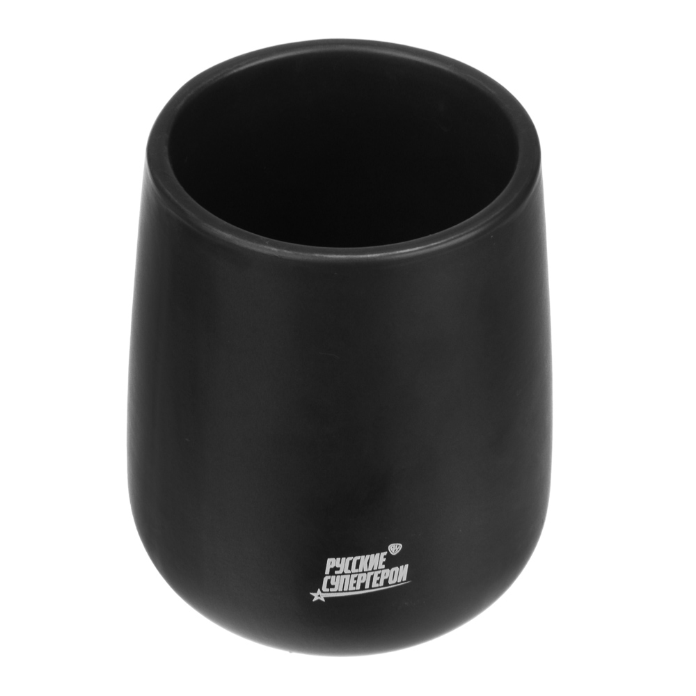 BY Русские Супергерои Стакан для ванной комнаты, 400 мл, керамика, черный, арт.№ 463-437