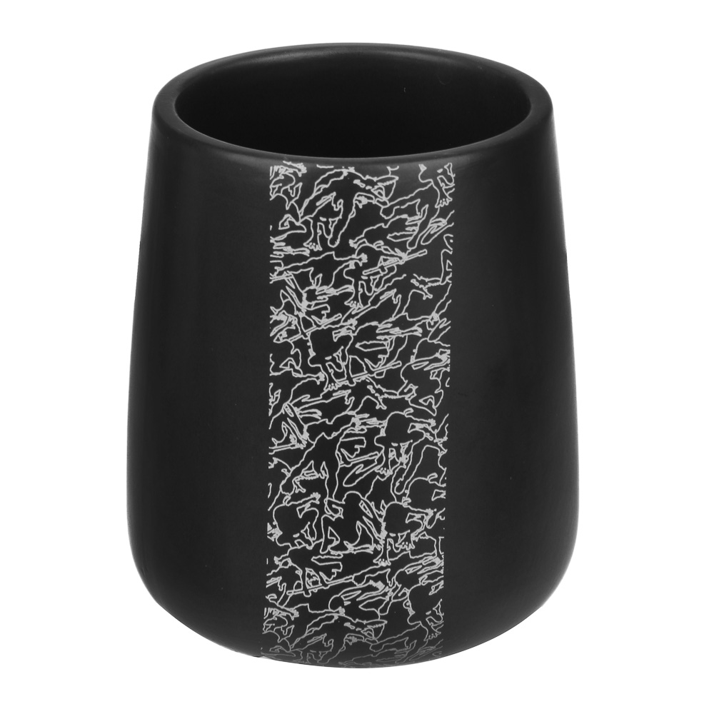 BY Русские Супергерои Стакан для ванной комнаты, 400 мл, керамика, черный, арт.№ 463-437